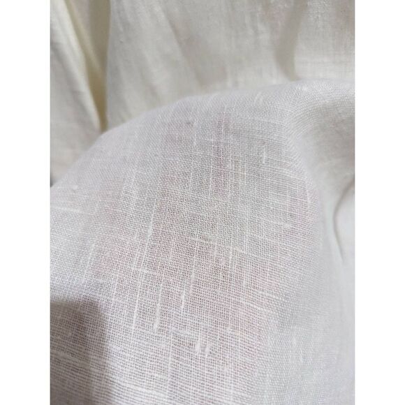 Harve Benard Women's Small Cream Linen Tie-Split Neck Tunic Top - Picture 4 of 5